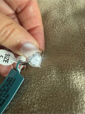 Sterling Silver Heart-Cut  Moissanite Ring